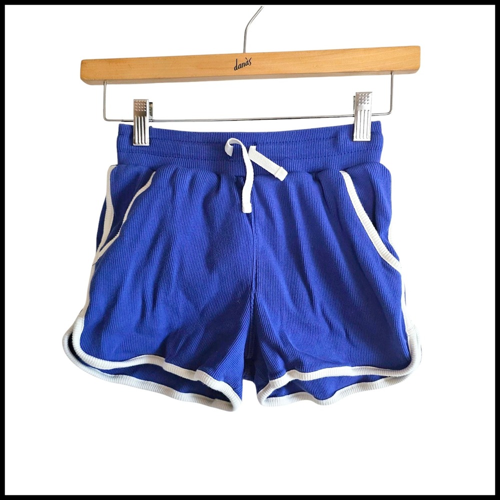 Tea‎ Collection Blue Corduroy Shorts White Trim Elastic Waist Kids Size 12 Years